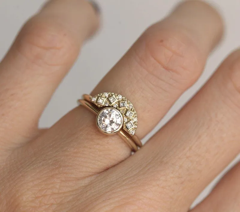 Diamond Ring Set, Moissanite Ring view 3