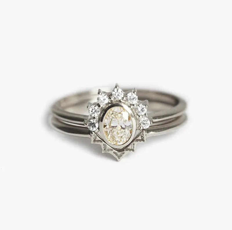 Diamond Ring Set, Oval Diamond Ring view 12