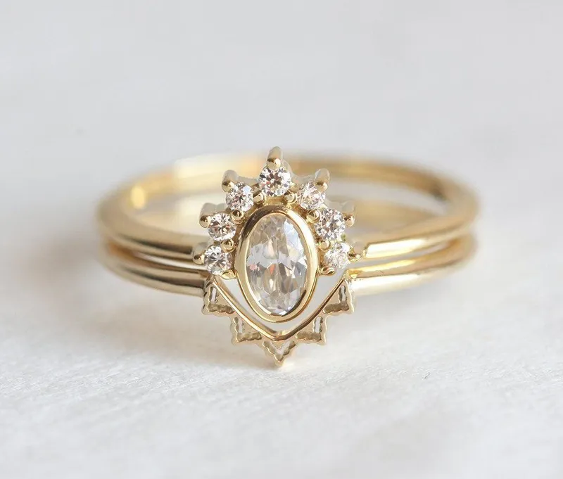 Diamond Ring Set, Oval Diamond Ring view 2