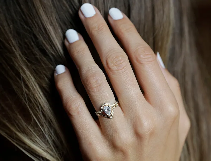 Diamond Ring Set, Pear Cut Wedding Ring view 2