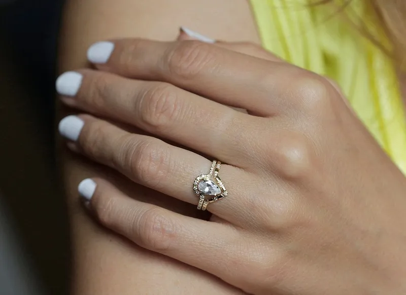 Diamond Ring Set, Pear Cut Wedding Ring view 5
