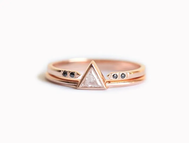 Diamond Ring Set, Rose Gold Engagement Ring Set vy 4