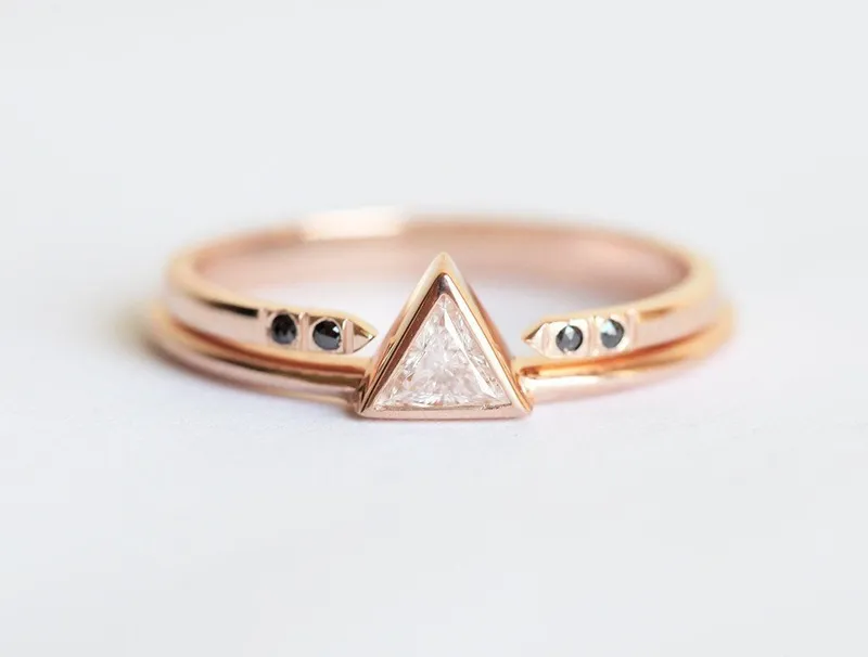 Diamond Ring Set, Rose Gold Engagement Ring Set vy 6