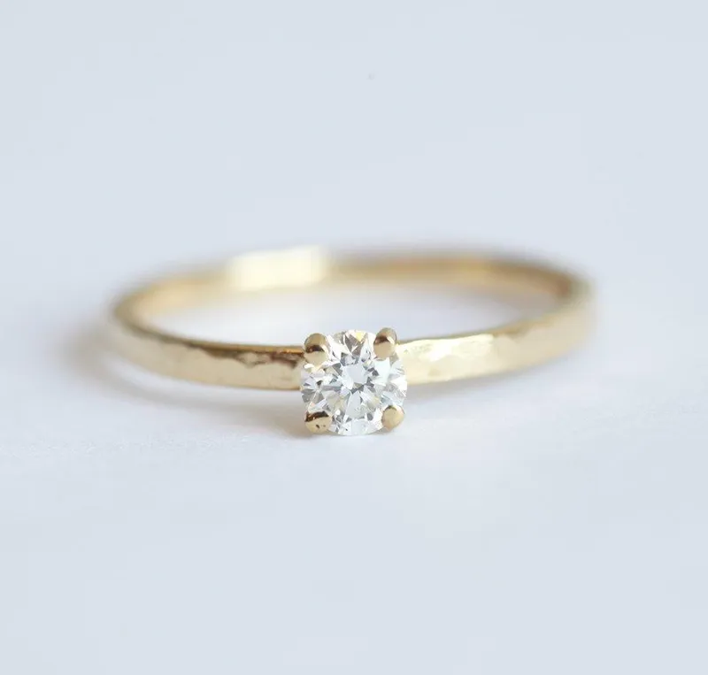 DIAMOND SOLITAIRE RING WITH GOLD BAND, ROUND CUT & PRONG SET view 3