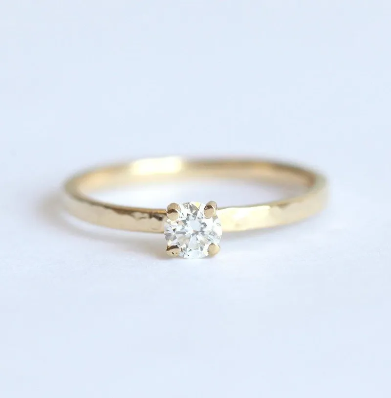 DIAMOND SOLITAIRE RING WITH GOLD BAND, ROUND CUT & PRONG SET view 5