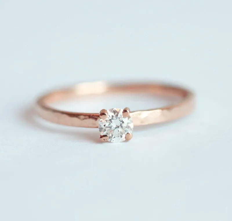DIAMOND SOLITAIRE RING WITH GOLD BAND, ROUND CUT & PRONG SET view 6