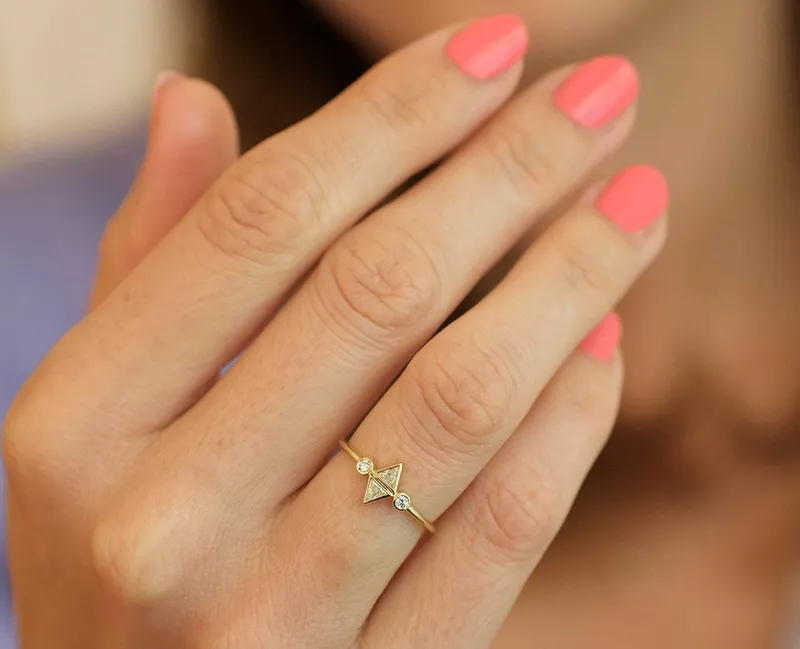Diamond Trillion Ring, Trillion Engagement Ring view 5