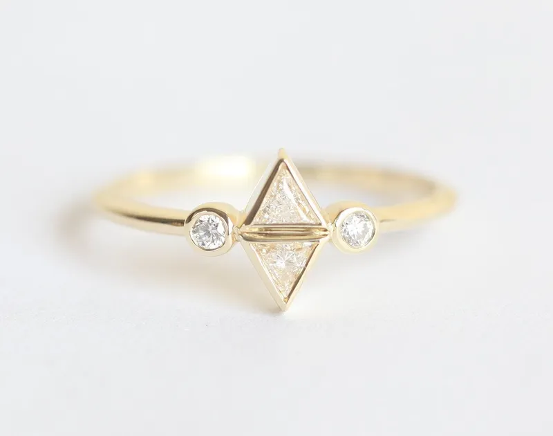 Diamond Trillion Ring, Trillion Engagement Ring view 6