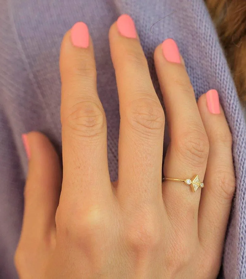 Diamond Trillion Ring, Trillion Engagement Ring view 7