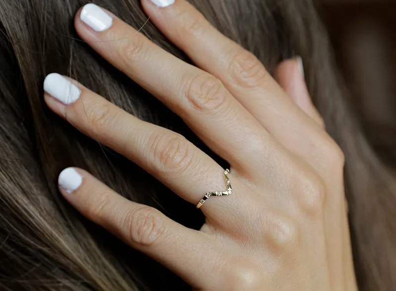Diamond V Ring, Micro Pave Diamond Band view 2