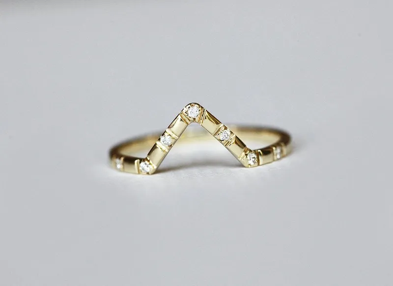 Diamond V Ring, Micro Pave Diamond Band view 3