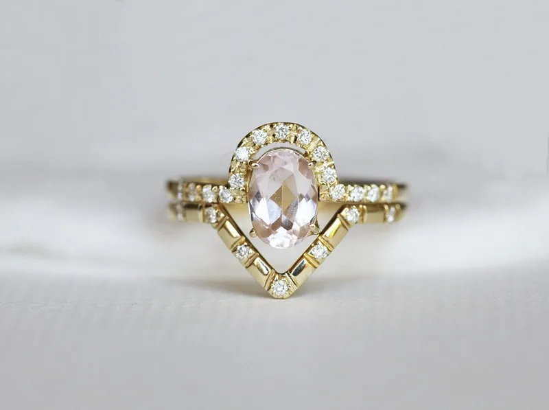Diamond V Ring, Micro Pave Diamond Band view 5
