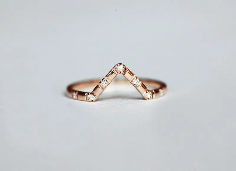 Diamond V Ring, Micro Pave Diamond Band view 6