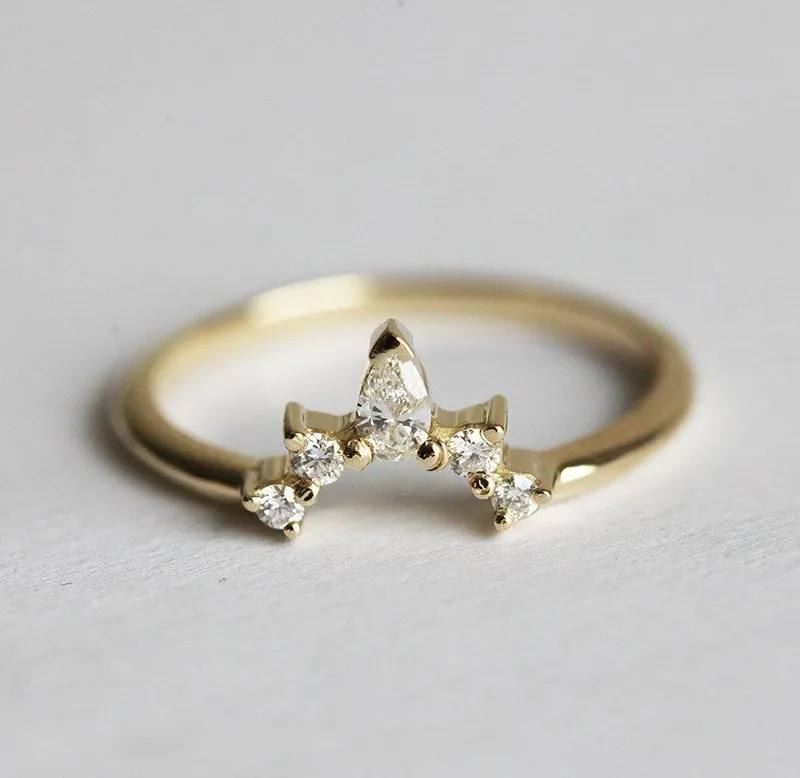 Diamond Wedding Band, Diamond Crown Ring view 2