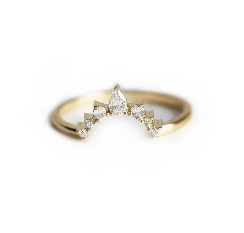 Diamond Wedding Band, Diamond Crown Ring vy 3