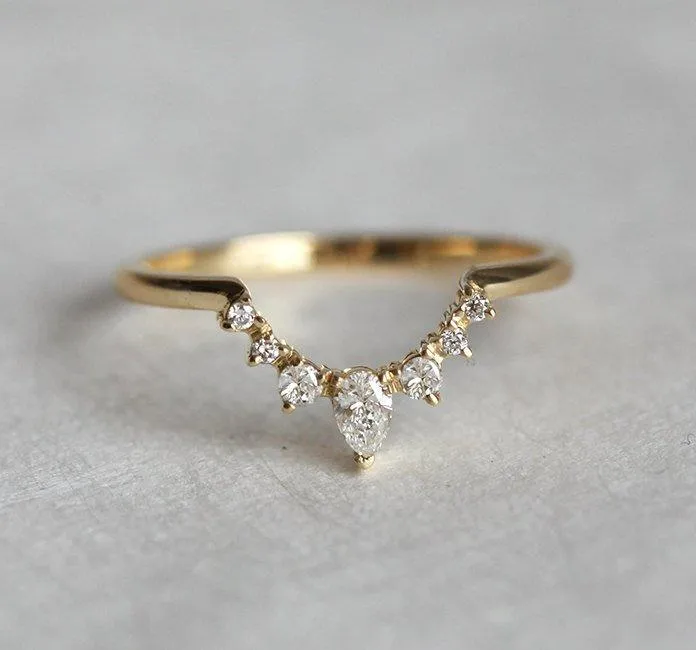Diamond Wedding Band, Diamond Crown Ring vy 5