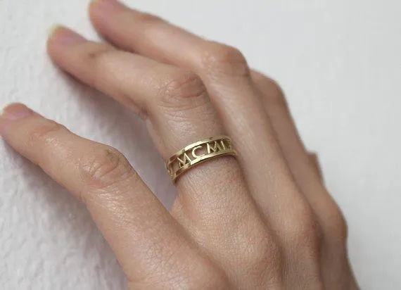 Diamond Wedding Band, Gold Anniversary Ring vy 3