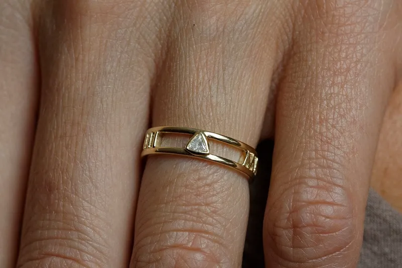 Diamond Wedding Band, Gold Anniversary Ring vy 5