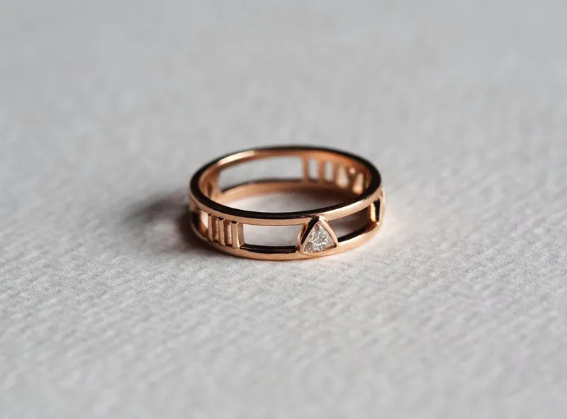 Diamond Wedding Band, Gold Anniversary Ring vy 6