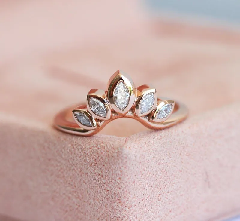 Diamond Wedding Ring, Curved Diamond Ring view 2
