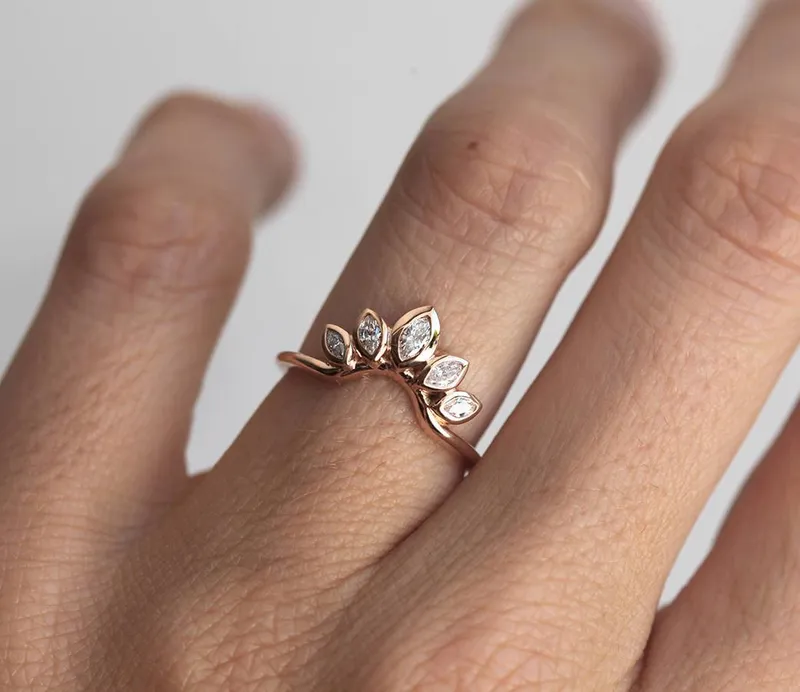 Diamond Wedding Ring, Curved Diamond Ring view 3