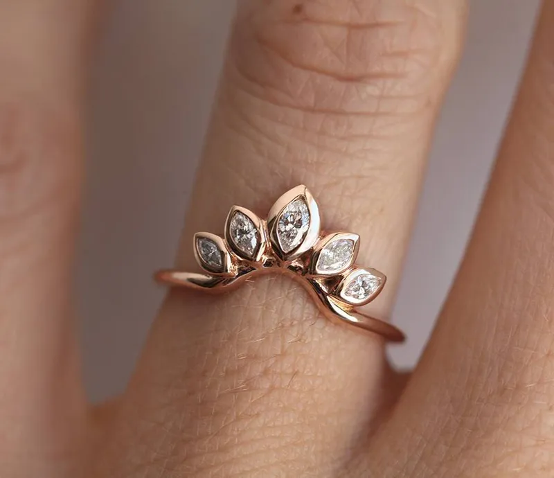 Diamond Wedding Ring, Curved Diamond Ring view 4