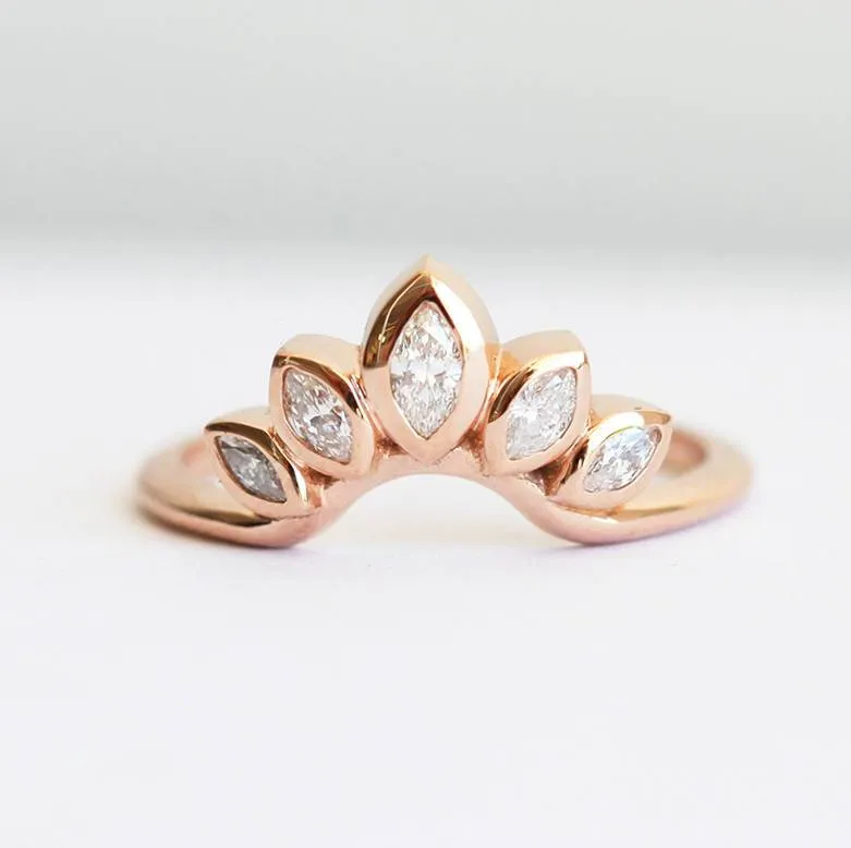 Diamond Wedding Ring, Curved Diamond Ring view 5