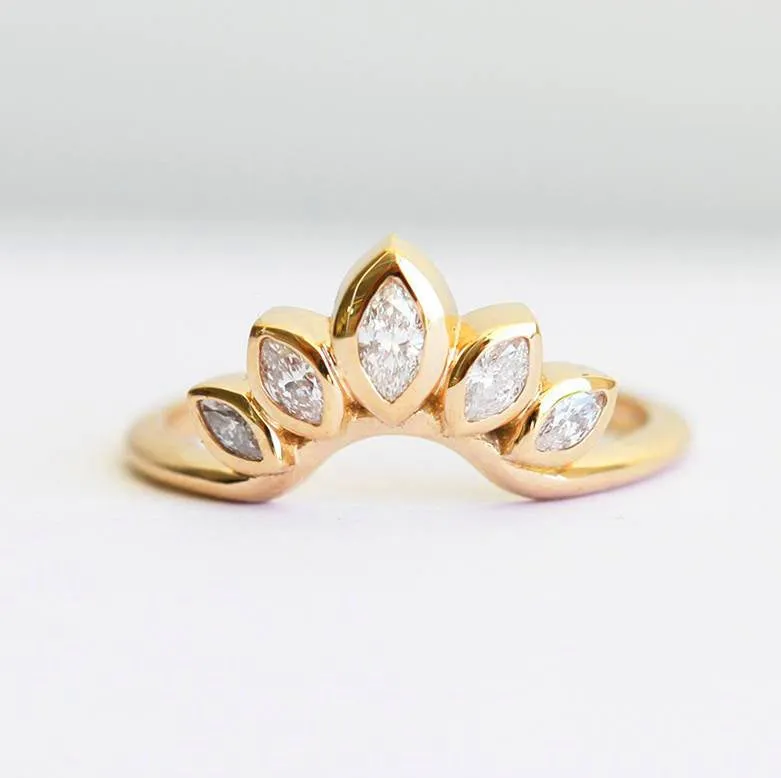 Diamond Wedding Ring, Curved Diamond Ring view 7