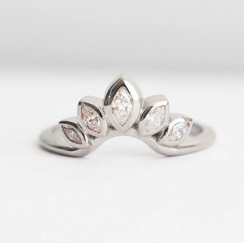 Diamond Wedding Ring, Curved Diamond Ring view 8
