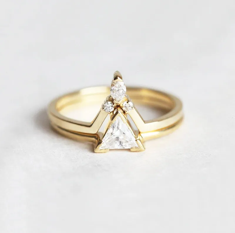 Diamond Wedding Ring Set, Diamond Engagement Ring Set vy 3