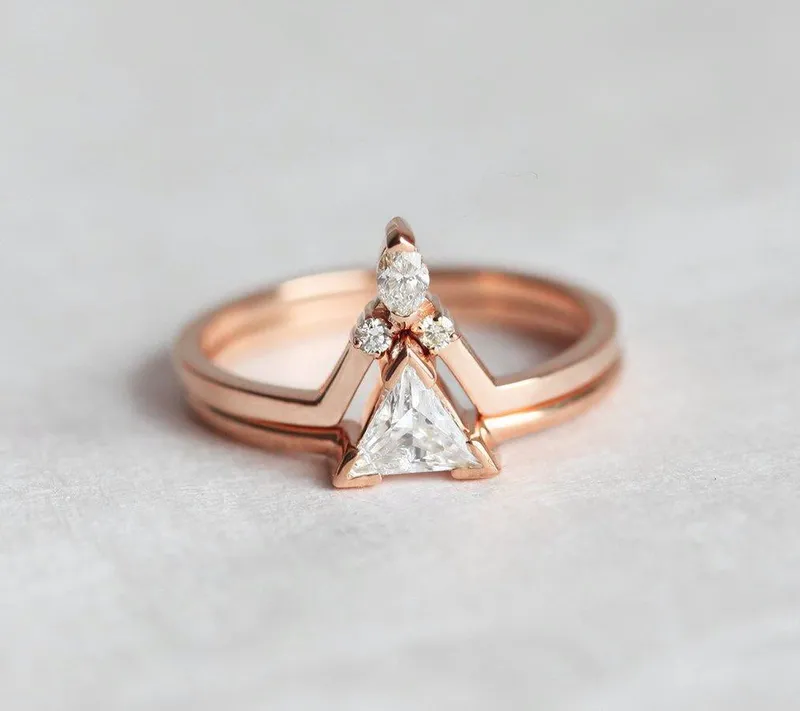 Diamond Wedding Ring Set, Diamond Engagement Ring Set vy 7