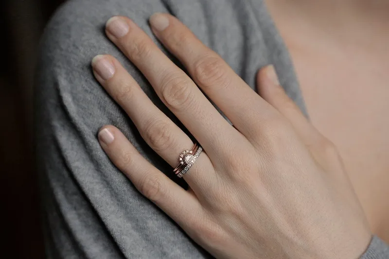 Diamond Wedding Ring Set, Three Rings Set view 2