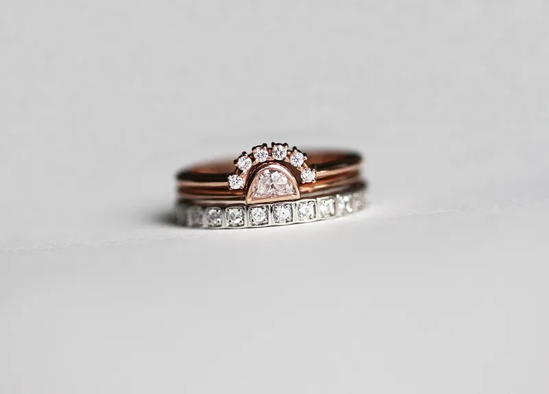 Diamond Wedding Ring Set, Three Rings Set view 3