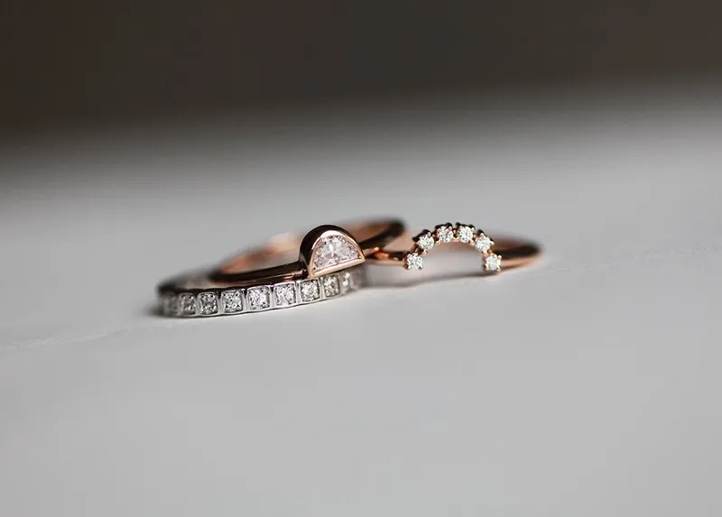 Diamond Wedding Ring Set, Three Rings Set view 5