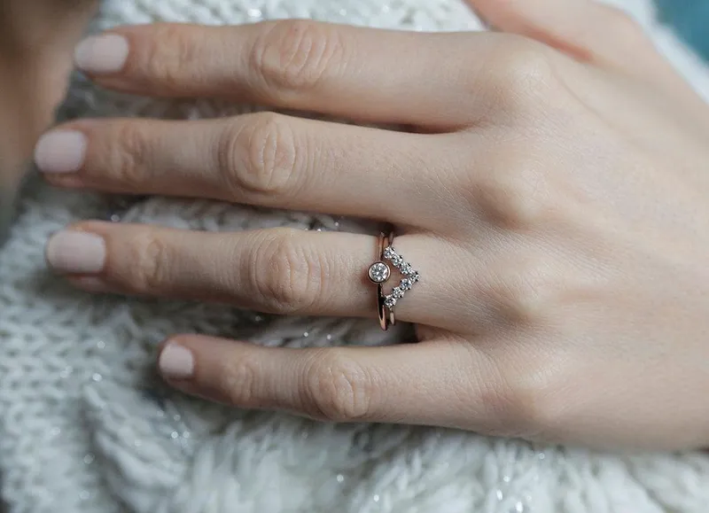Diamond Wedding Set, Diamond Ring Set vy 2