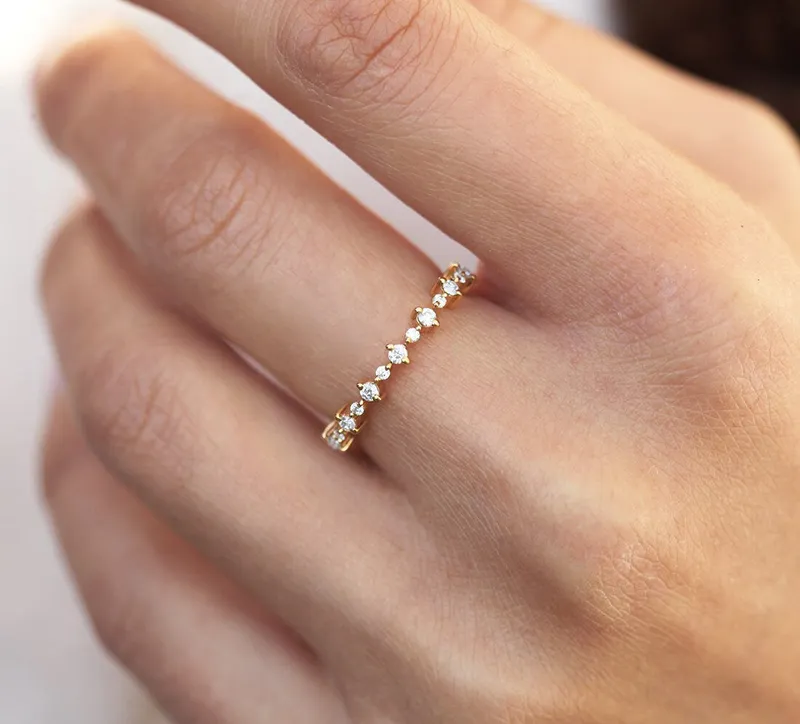 Diamond Eternity Ring, Half Eternity Diamond Band Rose Gold view 2