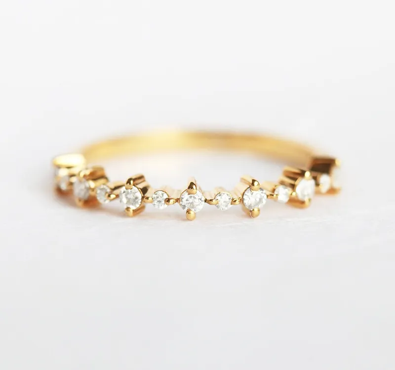 Diamond Eternity Ring, Half Eternity Diamond Band Rose Gold view 3