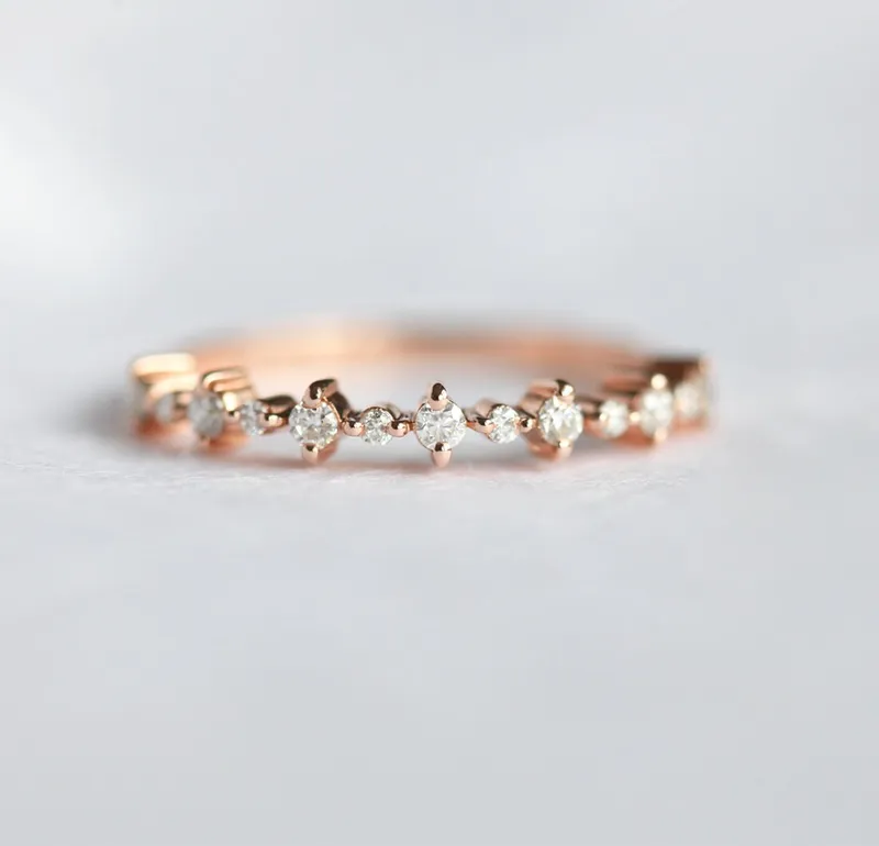 Diamond Eternity Ring, Half Eternity Diamond Band Rose Gold view 4