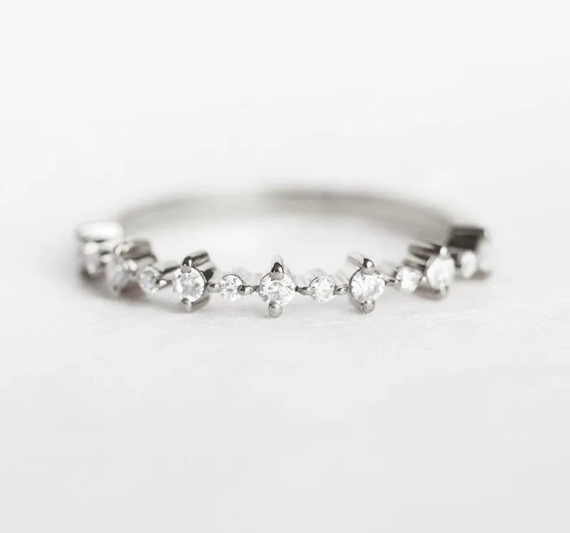 Diamond Eternity Ring, Half Eternity Diamond Band Rose Gold view 9