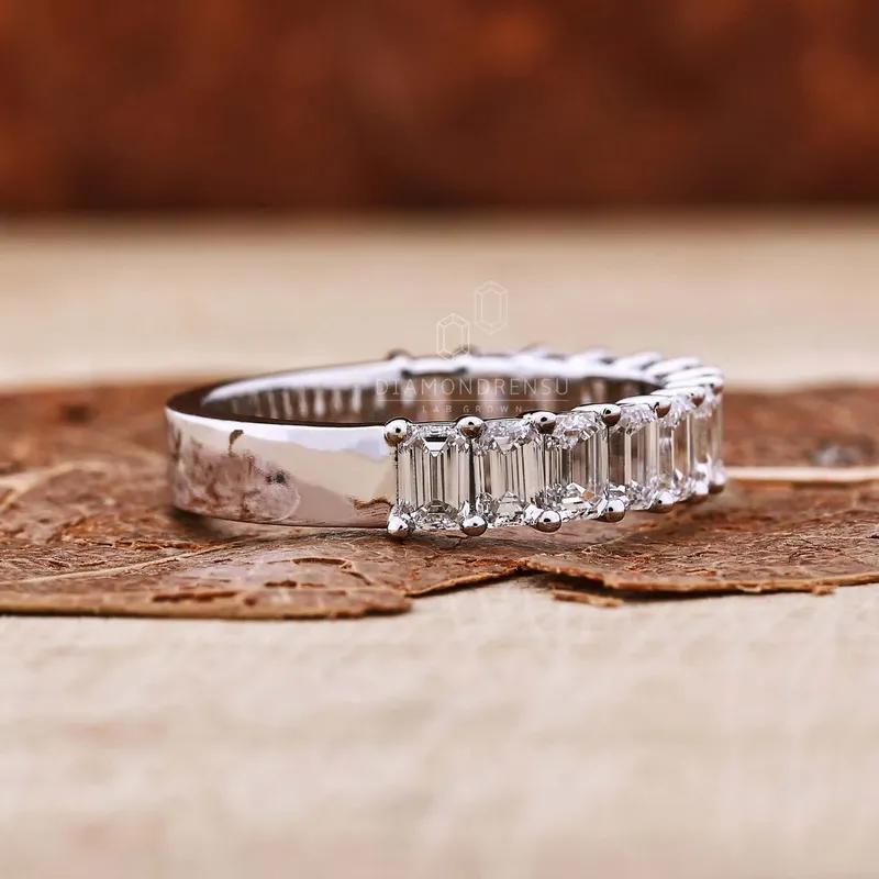 0.15 CT Emerald Cut Lab Grown Diamond Wedding Band view 5