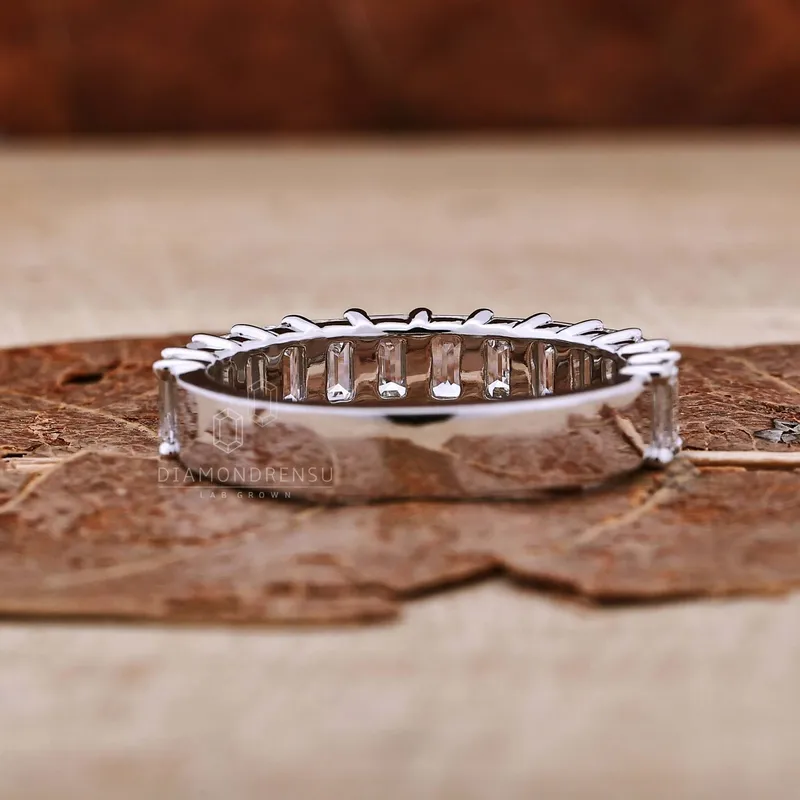 0.15 CT Emerald Cut Lab Grown Diamond Wedding Band view 7