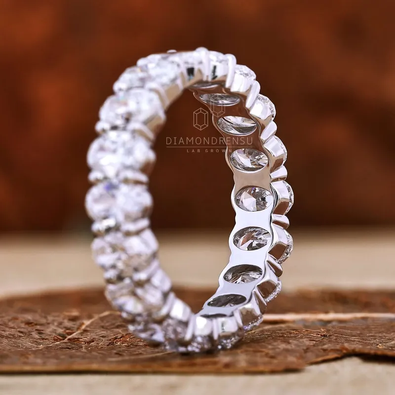 0.19 CT each Oval Cut Lab Grown Diamond Wedding Band, Full Eternity Band vy 4