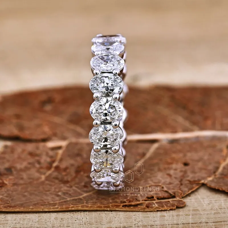 0.19 CT each Oval Cut Lab Grown Diamond Wedding Band, Full Eternity Band vy 5