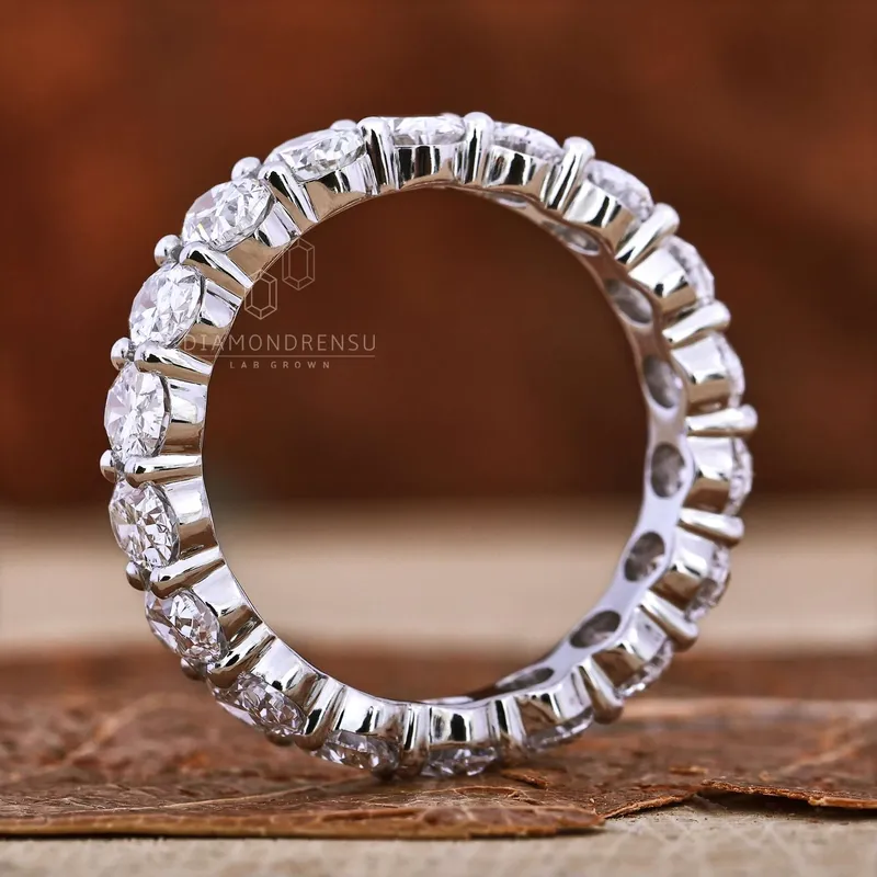 0.19 CT each Oval Cut Lab Grown Diamond Wedding Band, Full Eternity Band vy 2