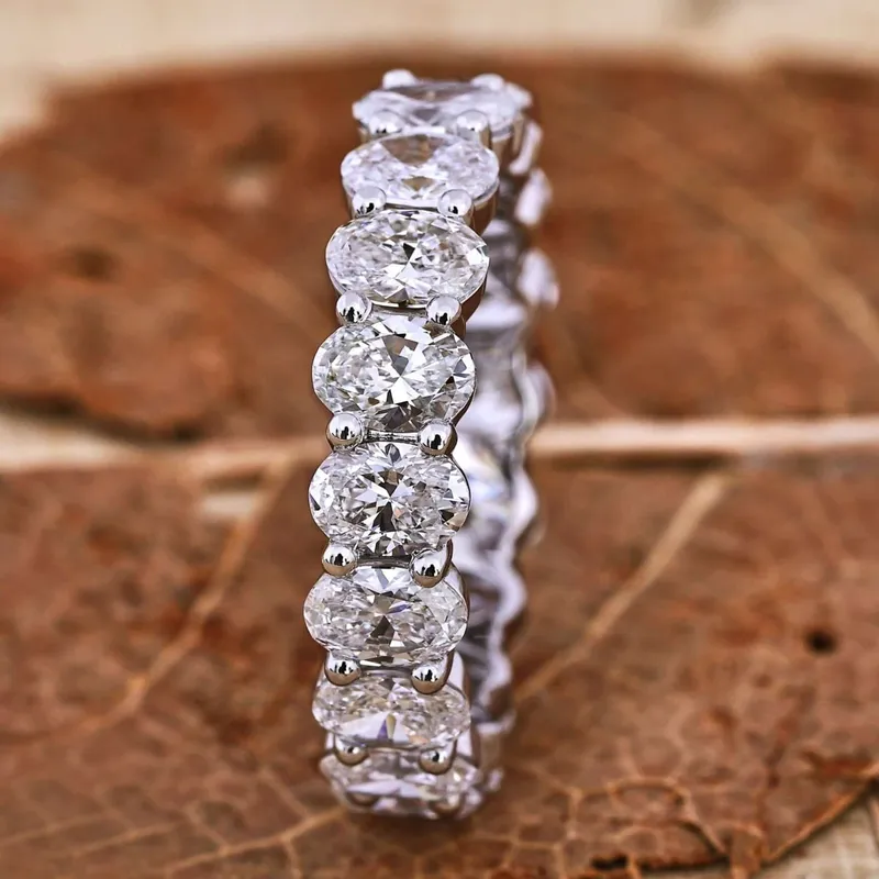 0.19 CT each Oval Cut Lab Grown Diamond Wedding Band, Full Eternity Band oval cut engagement ring