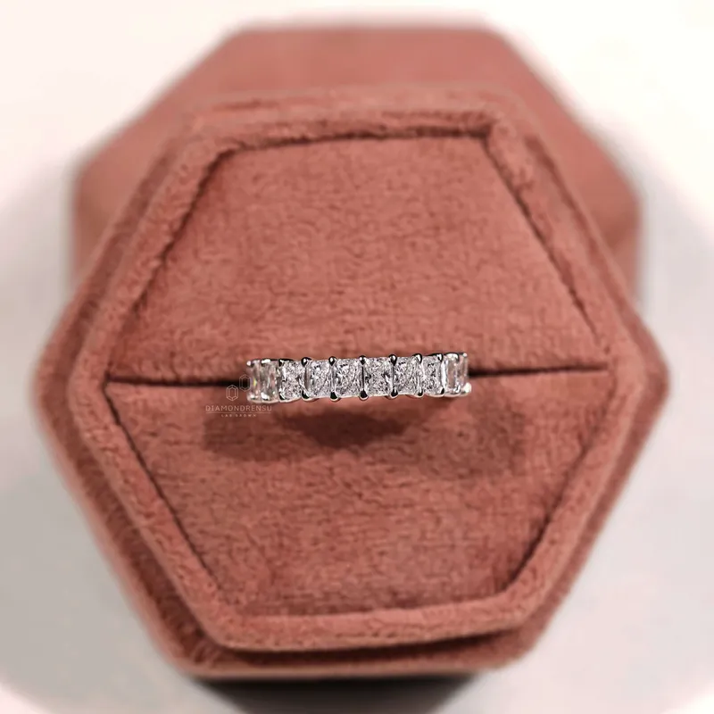 0.19 CT each Radiant Cut Lab Grown Diamond Wedding Band, Full Eternity Diamond Band view 4