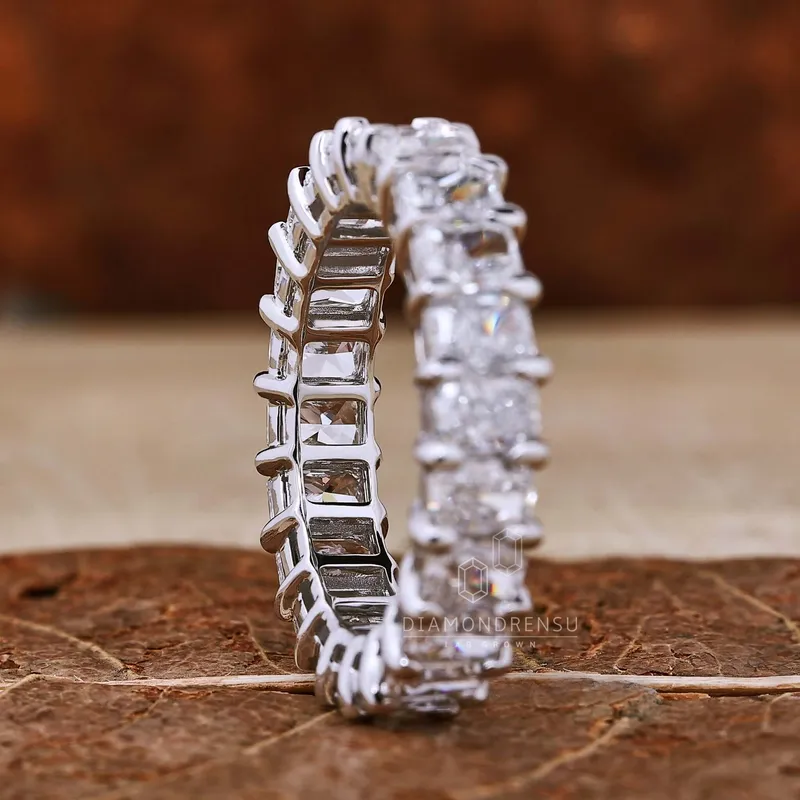 0.19 CT each Radiant Cut Lab Grown Diamond Wedding Band, Full Eternity Diamond Band view 5