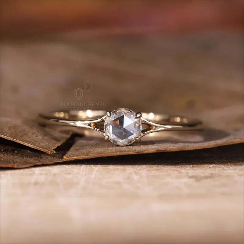 0.24 CT Round Rose Cut Lab Created Diamond Engagement Ring view 5