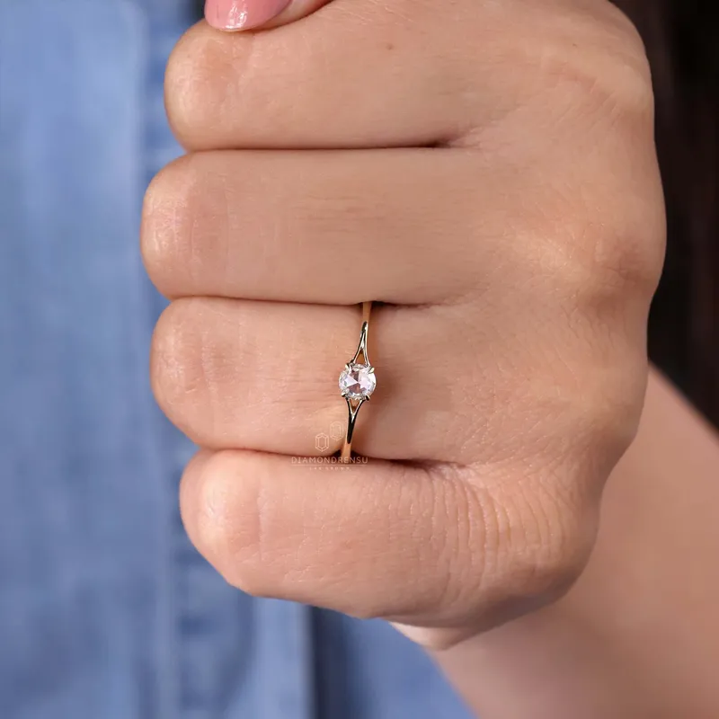 0.24 CT Round Rose Cut Lab Created Diamond Engagement Ring view 10