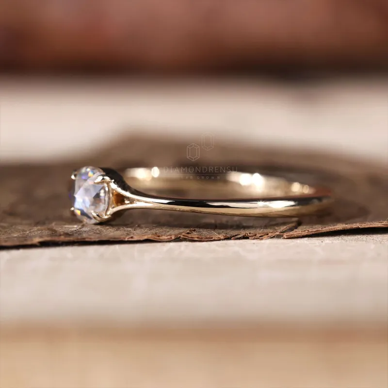 0.24 CT Round Rose Cut Lab Created Diamond Engagement Ring view 4